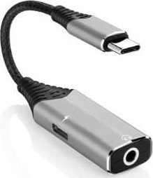 Adapter USB USB-C - Jack 3.5mm + USB-C Szary  (C2PDA) 1