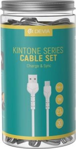 Kabel USB Techonic Devia kabel Kintone USB - USB-C 1,0 m 2,1A biały zestaw 30 szt V2 3