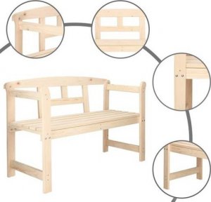 Springos Ławka ogrodowa drewniana, dwuosobowa ekologiczna UNIWERSALNY 12