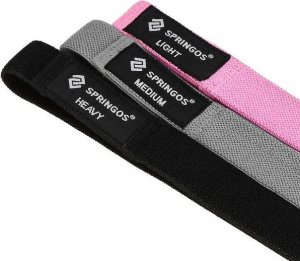 Springos Guma do ćwiczeń Hip Band 2x 100 cm szara/różowa/czarna zestaw 3 szt. guma oporowa UNIWERSALNY 13
