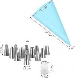 Springos Rękaw cukierniczy silikonowy 16 elem. do dekoracji niebieski UNIWERSALNY 7