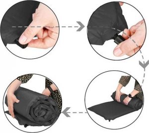 Springos Mata samopompująca 180 cm mata turystyczna biwakowa z pokrowcem czarna UNIWERSALNY 3