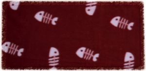 Trixie KOC 100x70cm BORDO W BIAŁE RYBY 2