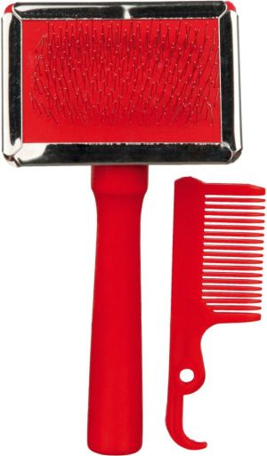 Trixie MIĘKKA SZCZOTKA Z GRZEBYKIEM CZYSZCZĄCYM 6 x 13 cm 2