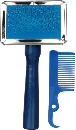 Trixie MIĘKKA SZCZOTKA Z GRZEBYKIEM CZYSZCZĄCYM 6 x 13 cm 3