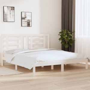 vidaXL vidaXL Rama łóżka, biała, lite drewno, 180x200 cm, Super King 1