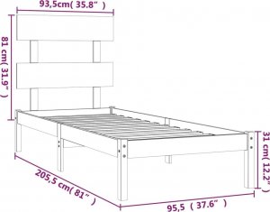 vidaXL vidaXL Rama łóżka, biała, lite drewno, 90x200 cm 6