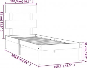 vidaXL vidaXL Rama łóżka, biała, lite drewno, 100 x 200 cm 6
