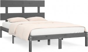 vidaXL vidaXL Rama łóżka, szara, lite drewno, 200 x 200 cm 2