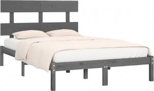 vidaXL vidaXL Rama łóżka, szara, lite drewno, 200 x 200 cm 3