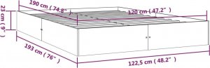 vidaXL vidaXL Rama łóżka, lite drewno, 120x190 cm, podwójna 9