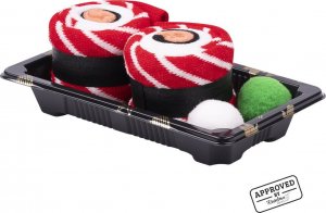 Soxo Skarpetki damskie męskie SOXO czerwone sushi w pudełku 3645 1