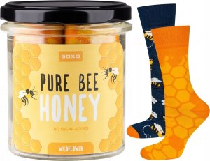 Soxo Kolorowe Męskie Skarpetki SOXO GOOD STUFF Pure bee Honey w słoiku śmieszne bawełniane 4045 1