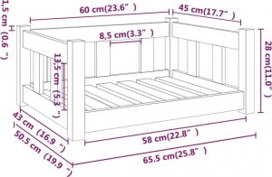 vidaXL vidaXL Legowisko dla psa, 65,5x50,5x28 cm, lite drewno sosnowe 7