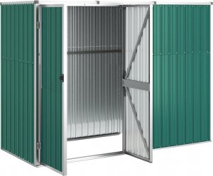 vidaXL vidaXL Szopa ogrodowa, zielona, 225x89x161 cm, stal galwanizowana 3