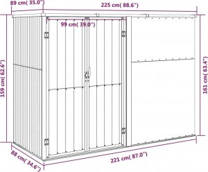 vidaXL vidaXL Szopa ogrodowa, zielona, 225x89x161 cm, stal galwanizowana 7