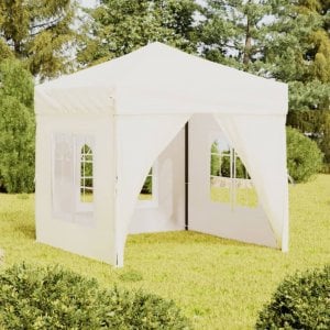 vidaXL vidaXL Składany namiot imprezowy ze ściankami, kremowy, 2x2 m 1