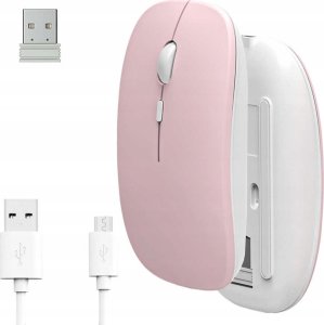 Mysz Alogy Alogy Komputerowa myszka mysz bezprzewodowa Bluetooth Mouse do laptopa tabletu 2.4GHZ Różowa uniwersalny 1