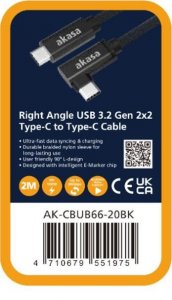 Kabel USB Akasa USB-C - USB-C 2 m Czarny (AK-CBUB66-20BK) 1