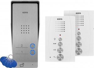 Eura Domofon EURA ADP-62A3 - biały, dwurodzinny, głośnomówiący, obsługa 2 wejść, czytnik RFID 1