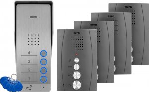 Eura Domofon EURA ADP-64A3 - grafitowy, czterorodzinny, głośnomówiący, obsługa 2 wejść, czytnik RFID 1