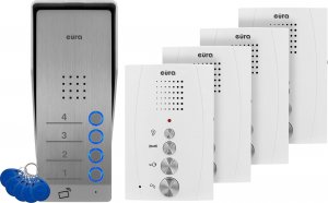 Eura Domofon EURA ADP-64A3 - biały, czterorodzinny, głośnomówiący, obsługa 2 wejść, czytnik RFID 1