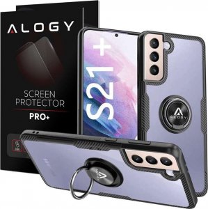 Alogy Etui Alogy Ring Holder Clear Armor do Samsung Galaxy S21 Plus czarne + Szkło 1