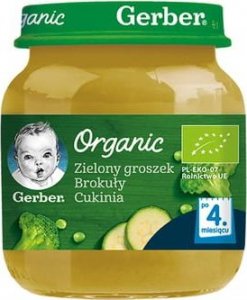 Gerber Gerber Organic Obiadek zielony groszek brokuły cukinia po 4 miesiącu 125 g 1