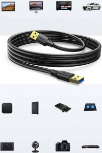 Kabel USB Ugreen USB-A - USB-A 3 m Czarny (90576) 7