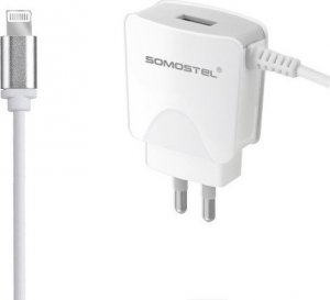 Ładowarka Somostel ŁADOWARKA SIECIOWA 2A KABEL IPHONE  BIAŁA SOMOSTEL 2100mAh SMS-A03 2