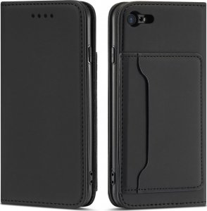 Hurtel Magnet Card Case etui do iPhone SE 2022 / SE 2020 / iPhone 8 / iPhone 7 pokrowiec portfel na karty kartę podstawka czarny 1