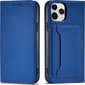 Hurtel Magnet Card Case etui do iPhone 12 pokrowiec portfel na karty kartę podstawka niebieski 1
