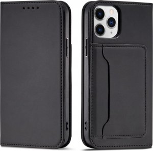 Hurtel Magnet Card Case etui do iPhone 12 Pro Max pokrowiec portfel na karty kartę podstawka czarny 1