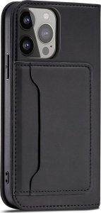 Hurtel Magnet Card Case etui do iPhone 13 Pro Max pokrowiec portfel na karty kartę podstawka czarny 11