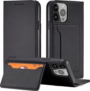 Hurtel Magnet Card Case etui do iPhone 13 Pro Max pokrowiec portfel na karty kartę podstawka czarny 2