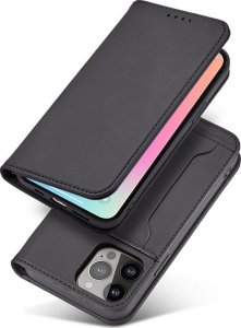 Hurtel Magnet Card Case etui do iPhone 13 Pro Max pokrowiec portfel na karty kartę podstawka czarny 5