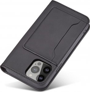 Hurtel Magnet Card Case etui do iPhone 13 Pro Max pokrowiec portfel na karty kartę podstawka czarny 8