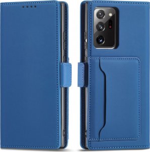 Hurtel Magnet Card Case etui do Samsung Galaxy S22 Ultra pokrowiec portfel na karty kartę podstawka niebieski 1