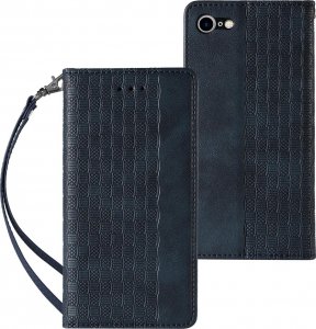 Hurtel Magnet Strap Case etui do iPhone SE 2022 / SE 2020 / iPhone 8 / iPhone 7 pokrowiec portfel + mini smycz zawieszka niebieski 1