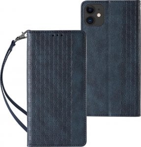 Hurtel Magnet Strap Case etui do iPhone 13 pokrowiec portfel + mini smycz zawieszka niebieski 1