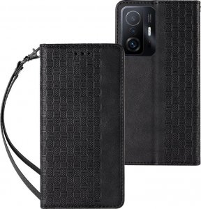 Hurtel Magnet Strap Case etui do Samsung Galaxy A13 5G pokrowiec portfel + mini smycz zawieszka czarny 1