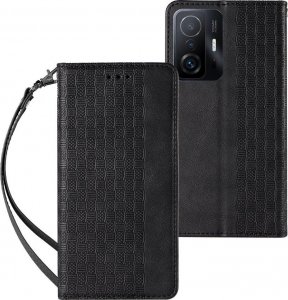 Hurtel Magnet Strap Case etui do Samsung Galaxy A53 5G pokrowiec portfel + mini smycz zawieszka czarny 1