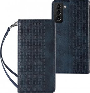 Hurtel Magnet Strap Case etui do Samsung Galaxy S22+ (S22 Plus) pokrowiec portfel + mini smycz zawieszka niebieski 1