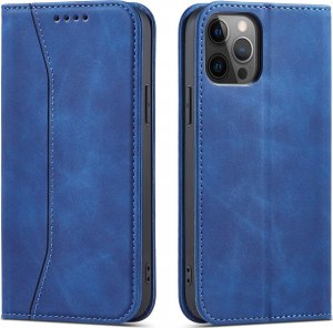 Hurtel Magnet Fancy Case etui do iPhone 12 Pro pokrowiec portfel na karty kartę podstawka niebieski 1