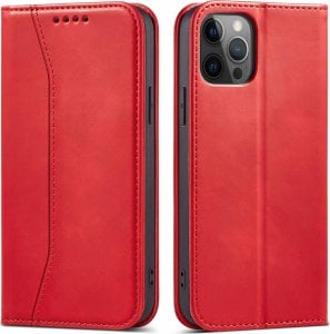Hurtel Magnet Fancy Case etui do iPhone 12 Pro pokrowiec portfel na karty kartę podstawka czerwony 1