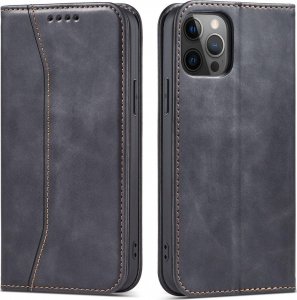 Hurtel Magnet Fancy Case etui do iPhone 12 Pro Max pokrowiec portfel na karty kartę podstawka czarny 1
