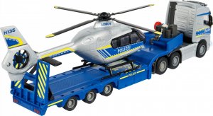 Majorette Volvo Police Transporter FH-16 Truck with Trailer and Airbus Helicopter Toy Vehicle (blue/silver) 2