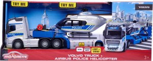 Majorette Volvo Police Transporter FH-16 Truck with Trailer and Airbus Helicopter Toy Vehicle (blue/silver) 7