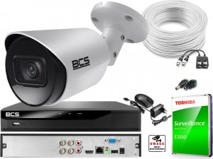BCS Monitoring Full HD zestaw do firmy domu BCS Rejestrator cyfrowy hybrydowy BCS-XVR0401-V 1x Kamera BCS-TA12FR3 Akcesoria 1