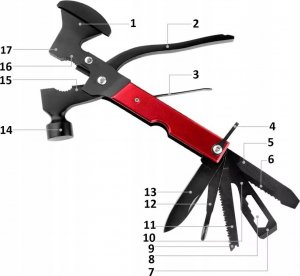 Dexxer Multitool narzędzie wielofunkcyjne 17 w 1 z siekierką w pokrowcu MT-PRO-5 uniwersalny 11